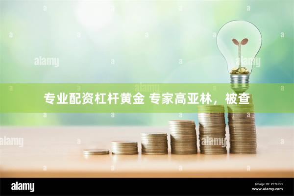 专业配资杠杆黄金 专家高亚林，被查