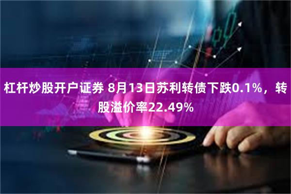 杠杆炒股开户证券 8月13日苏利转债下跌0.1%，转股溢价率22.49%